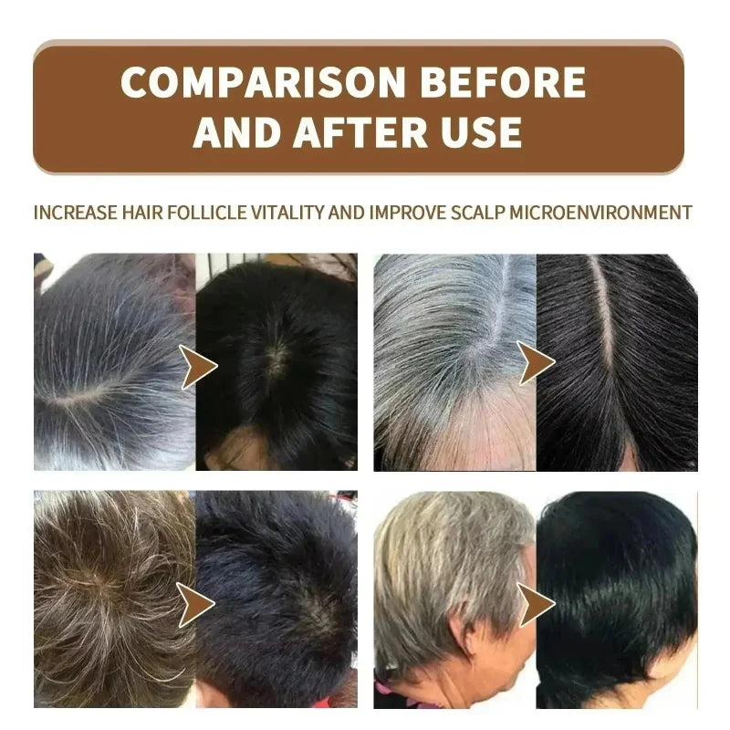 Herbal Anti-grey Treatment Hair Dye Shampoo White To Black Permanent Repair Natural Color Nourish Scalp Hair Care Products Qme