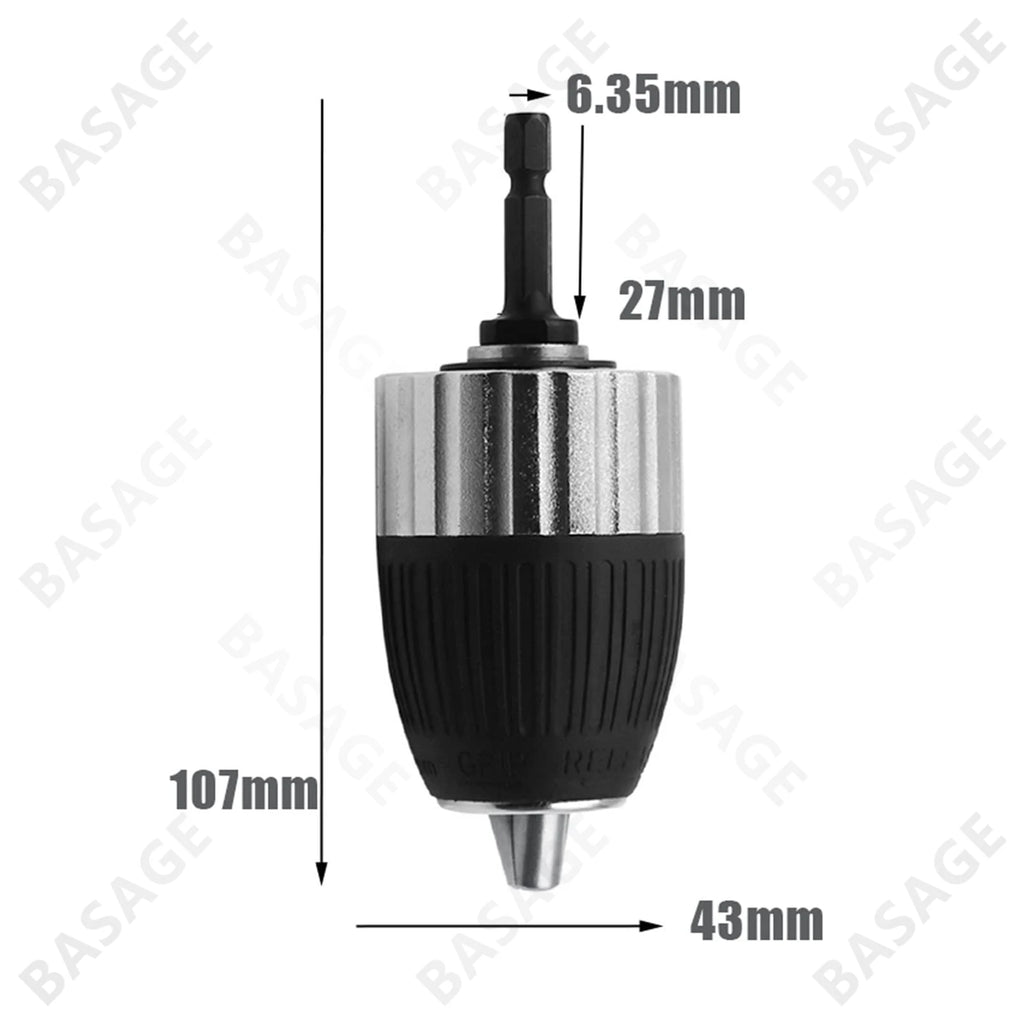 1.5-13mm Electric Drill Chuck Keyless Self-locking 3/8-24UNF Driver Tool Accessories Keyless Adapter Impact Hex Shank Qme