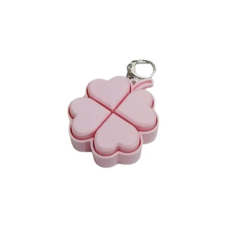 Lucky Four-leaf Clover LED Light Up Keychain Clickable Buttons Stress Qme Pink