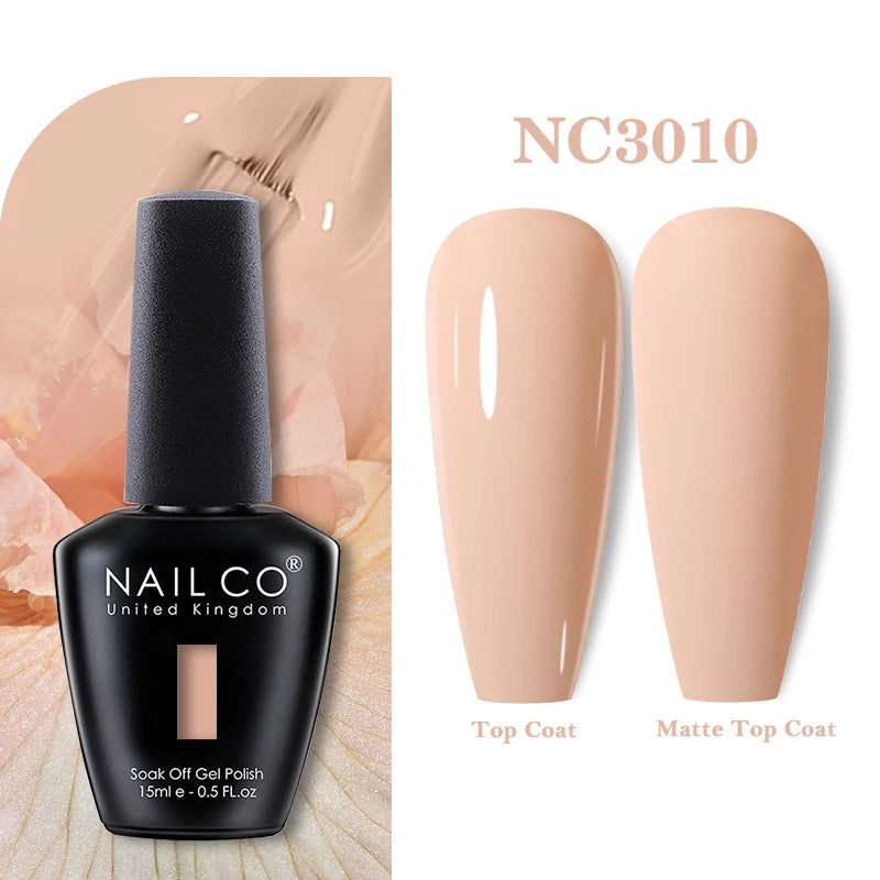 NAILCO Rubber Base Gel Polish Milky Pink Jelly White Beige 6Colors