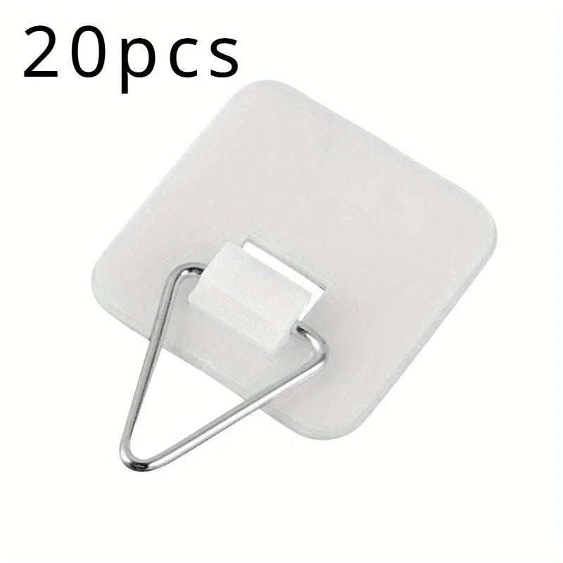 Non Drilling Adhesive Wall Hanging, Elegant Design, Multi-Purpose Home Decoration and Office, Invisible Adhesive Hook Qme Square 20pcs