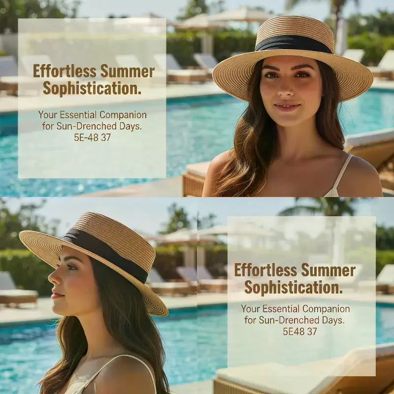 High-quality Wide-brimmed Panama Straw Hat Beach Trips Summer Sun Qme