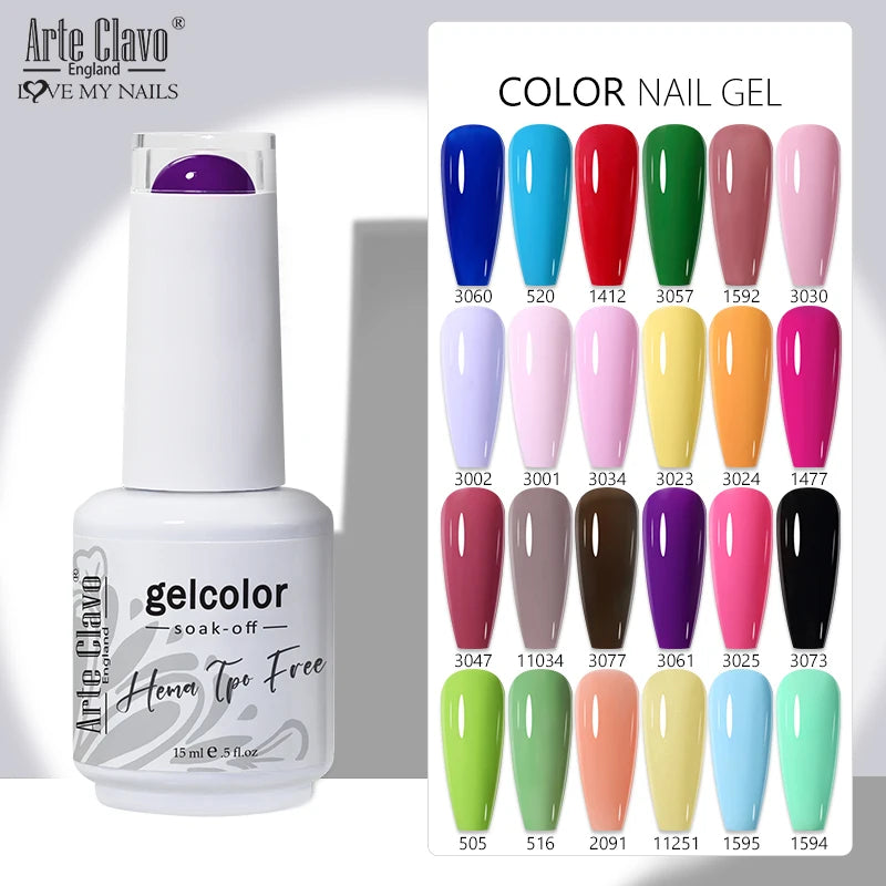 Arte Clavo HEMA TPO Soak Off UV LED Nail Gel Polish 108 Colors Qme