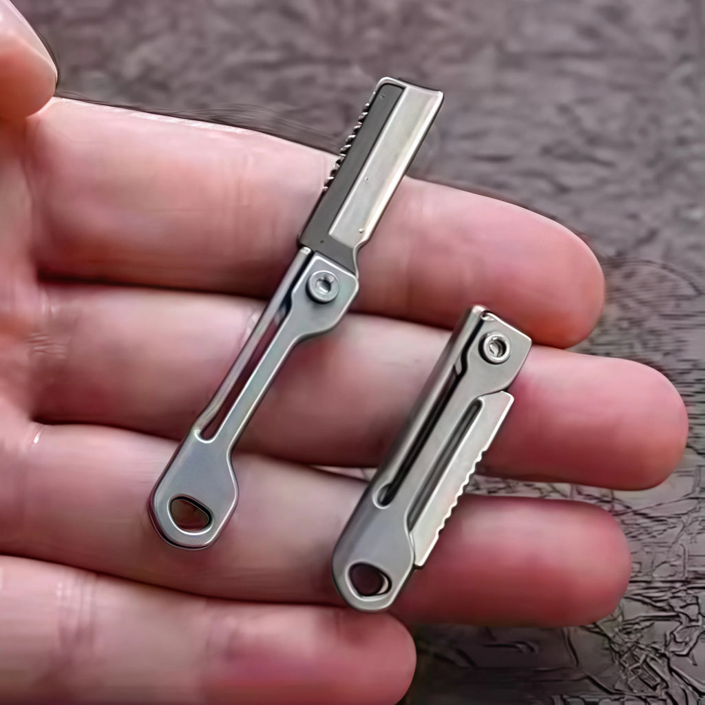 1Pc Stainless Steel Mini Folding Knife - Multi-Function Pocket Tool Keychain for Outdoor Camping & EDC Qme
