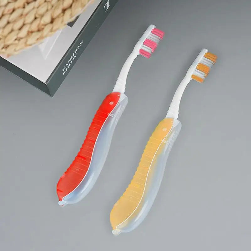 Compact Folding Toothbrush Foldable Design Travel Pocket Suitable Qme Wine red one size