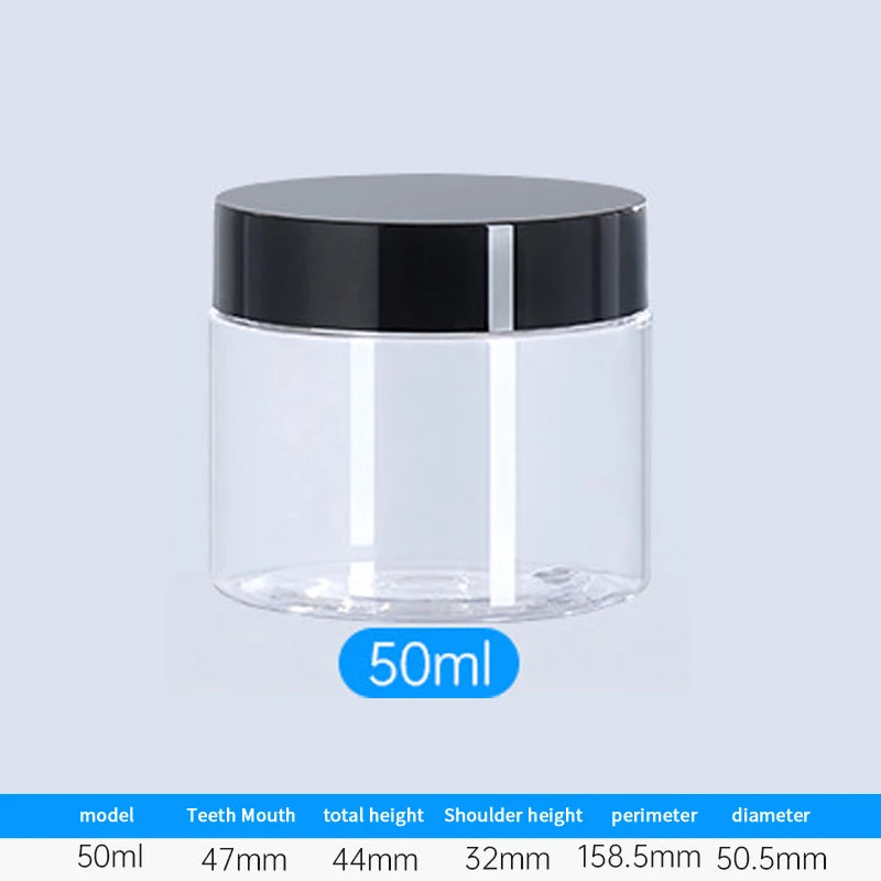 Travel Face Cream Jar Empty Plastic Cosmetic Makeup Bottle Qme 50ml Black