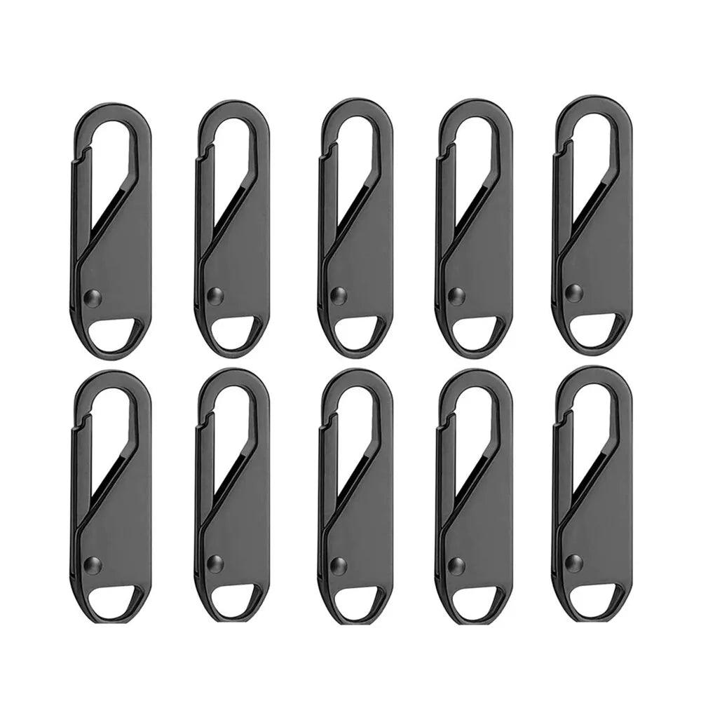 10PCS Universal Zipper Puller Detachable Metal Zipper Head Repair Kits For Zipper Slider DIY Craft Sewing Clothes Accessories Qme Gun color 10PCS