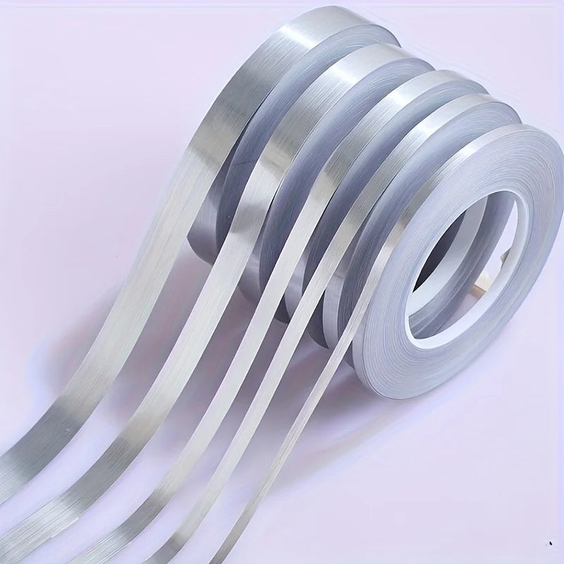 Silver Foil Adhesive Tape for Arts & Crafts, Waterproof and Anti-Mildew Tile Gap Sealing Strip DIY Ceramics Seam Line Ribbon Qme 1 Roll 5MMx50M