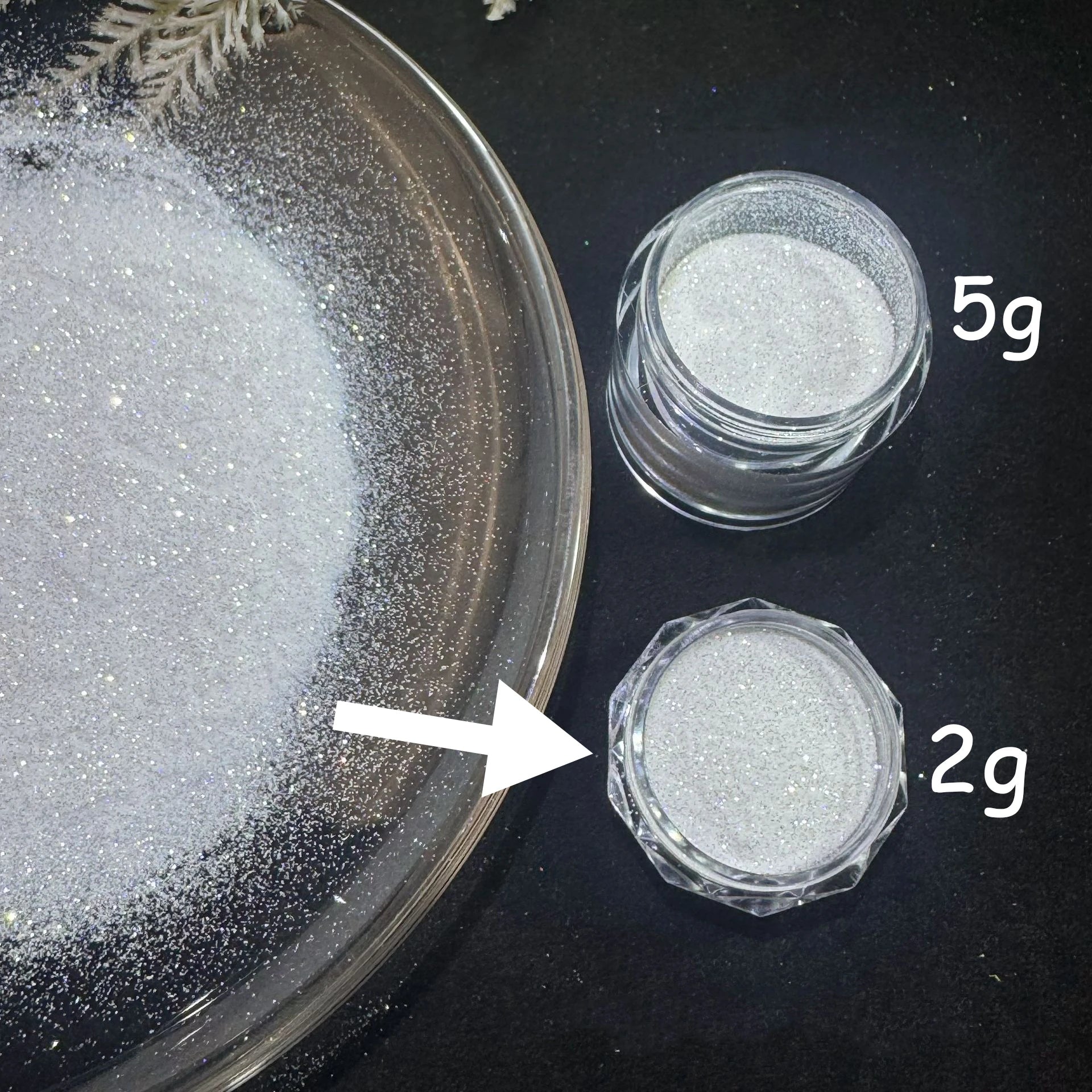 Galaxy Star Diamond Powder Aurora Chrome Nail Glitter Mix of White Sparkle Shiny Sequins for Nail Art Manicure Decorations 500g Qme 2g