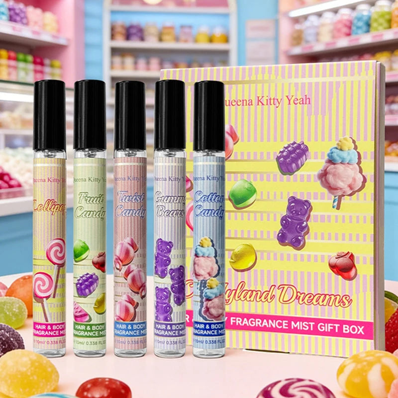 Sweet Fruit Candy Scented Perfume 5-piece Lollipop Fudge Bear Spray Qme