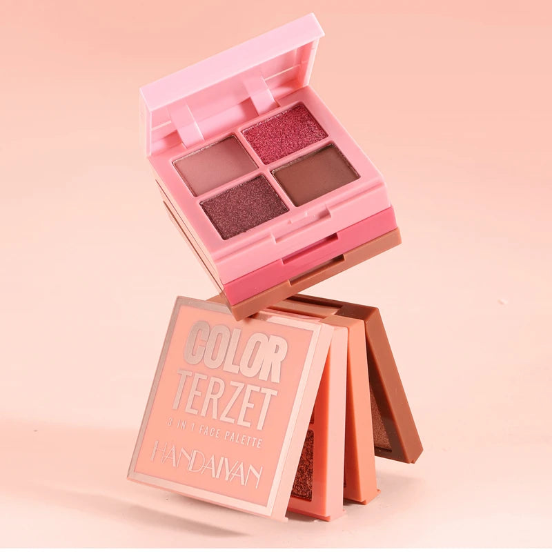 Multifunctional Palette Matte Highlighter Blush Palette Long-Lasting Blush Eyeshadow Face Cosmetics Makeup Palette Female Qme
