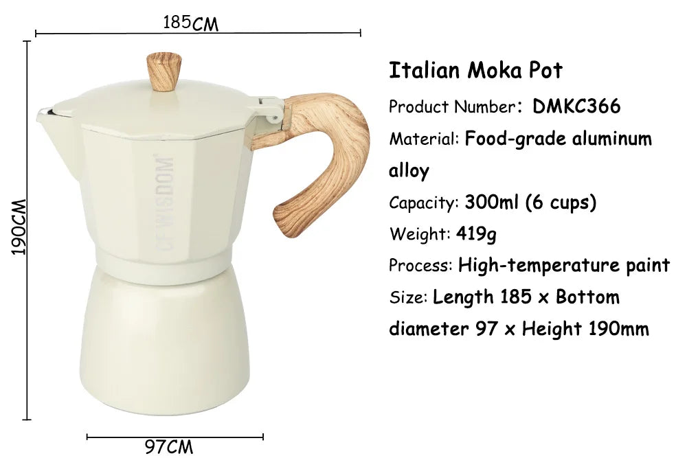 Classic Espresso Maker Home Use Premium Moka Pot Brewer Durable Qme DMKC366