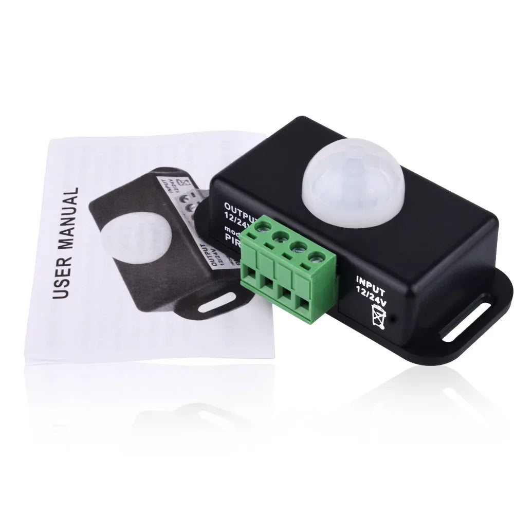 ESCAM DC 12V-24V 8A Infrared PIR Motion Sensor Automatic Switch for LED Light 5~8 M Infrared Motion Sensor Detector Qme