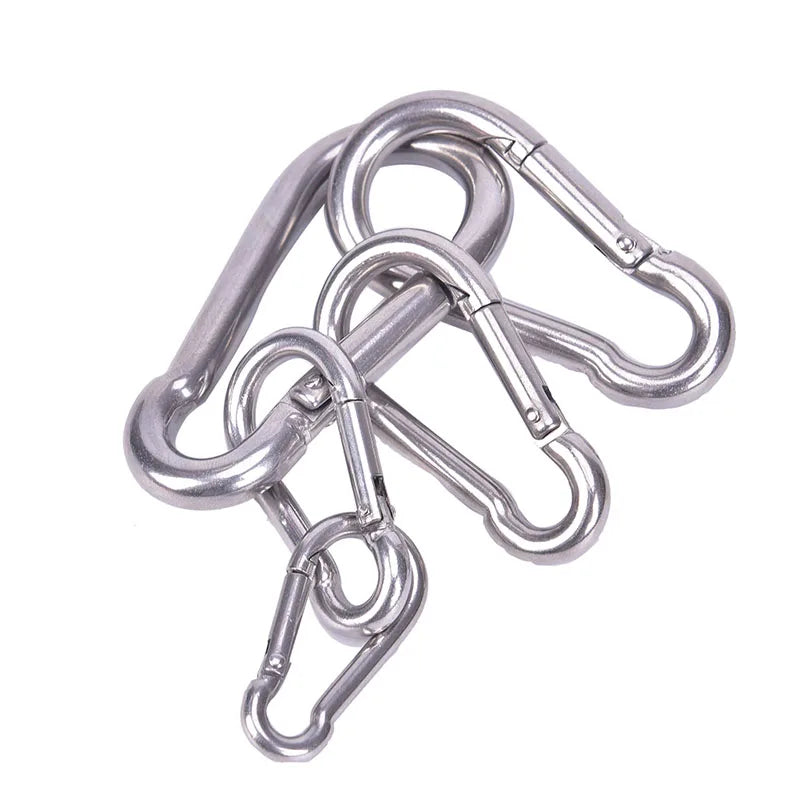 304 Stainless Steel Spring Carabiner Snap Hook Keychain Quick Link Qme