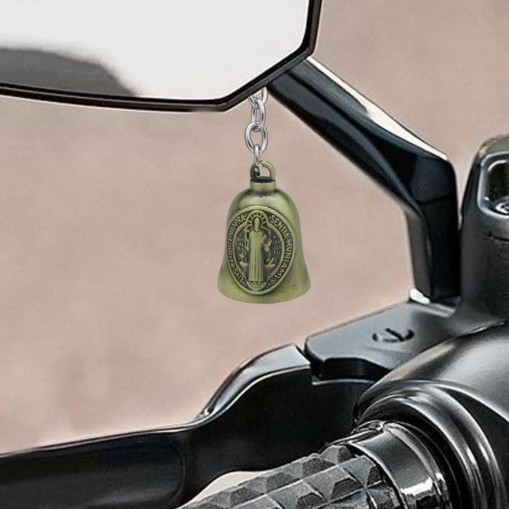 1PCS Motorcycle Bell Good Luck Jesus Bell Creative Motorcycle Bell Accessories For Good Luck Retro Riding Luck Key Chain Bell Qme