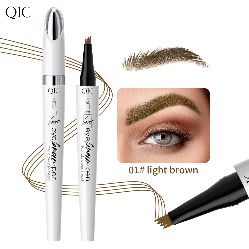 4 Colors Available 4 Split Tip Waterproof Eyebrow Pen, Long Lasting Anti-smudge Four-head Natural Microblading Eyebrow Pen Qme Q709-1