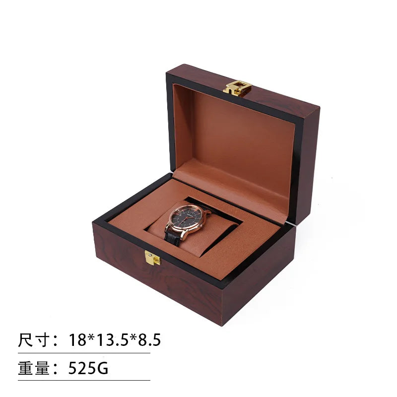 High End Wooden Box Packaging Gift Wooden Box Flip-top Watch Box Jewelry & Watch Packaging Box Solid Wood Watch Storage Box Qme E