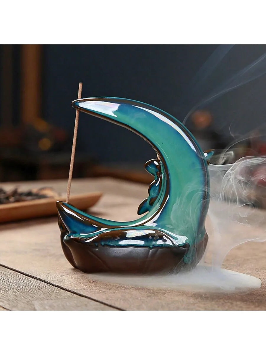 Blue Lotus Pond Moonlight Reflux Incense Burner Home Indoor Creative Qme