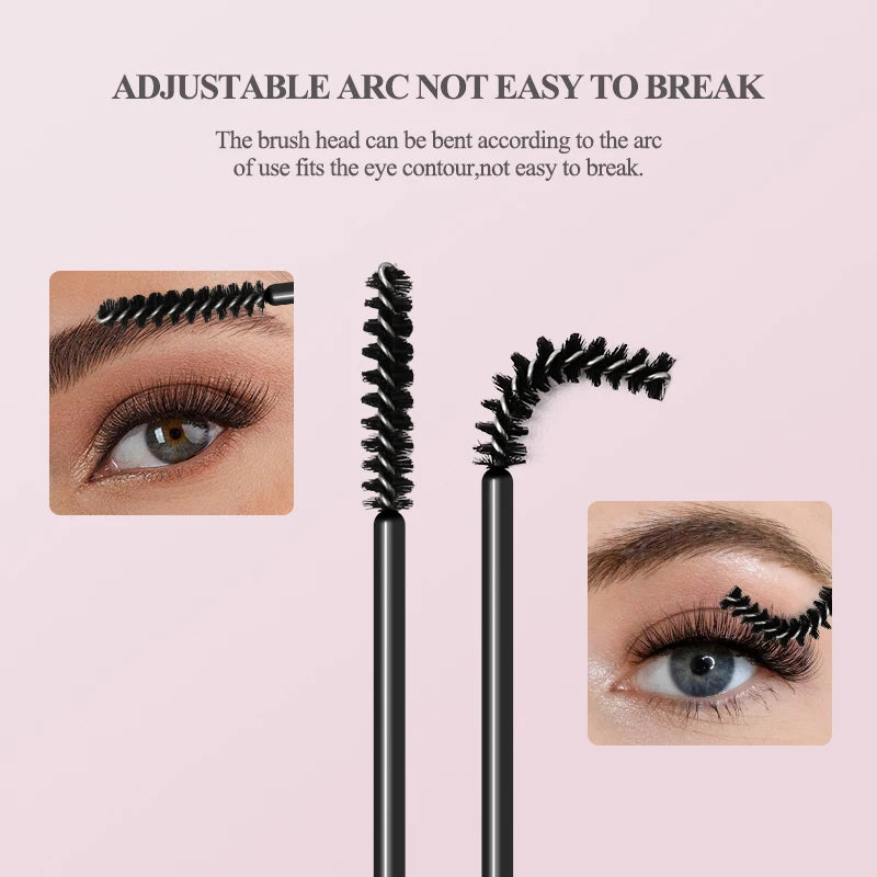 NATUHANA 50 Disposable Mascara Wands Eyelash Spoolies Brushes Micro Qme