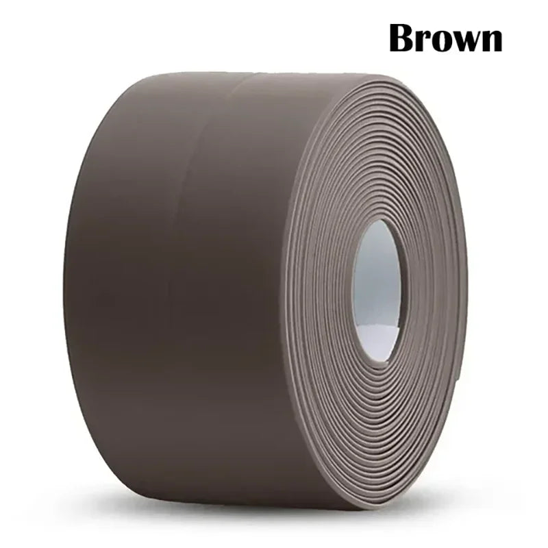 Waterproof Sealing Tape Strips PVC Self Adhesive Wall Sticker for Bathroom Shower Bath Seal Caulk Strip Kitchen Sink Mold Proof Qme 3.2M(10.5 Feet) Brown 3.8CM(1.5inch)