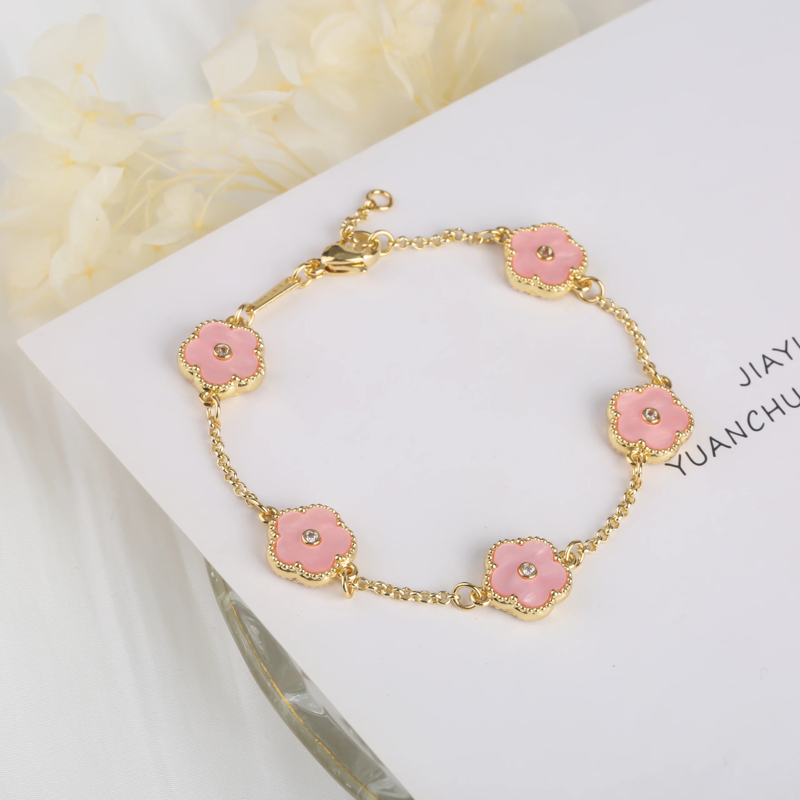 2023 INS Hot Sale 10 Colors Five Leaf Flower Bracelet Classic Fashion Adjustable Bracelet Sweet Romantic Woman Party Jewelry Qme 33