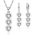 Romantic Gifts Jewelry Sets Shiny 925 Sterling Silver Color CZ Crystal Hearts Cubic Zircon Stones Pendant Necklace Earrings Qme Default Title