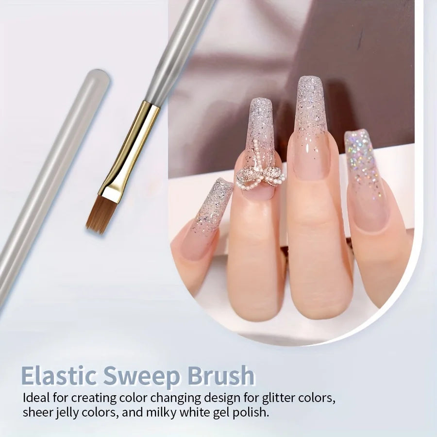 Elastic Gradient Nail Brush, Soft Bristles for Natural Ombre Nail Art Qme
