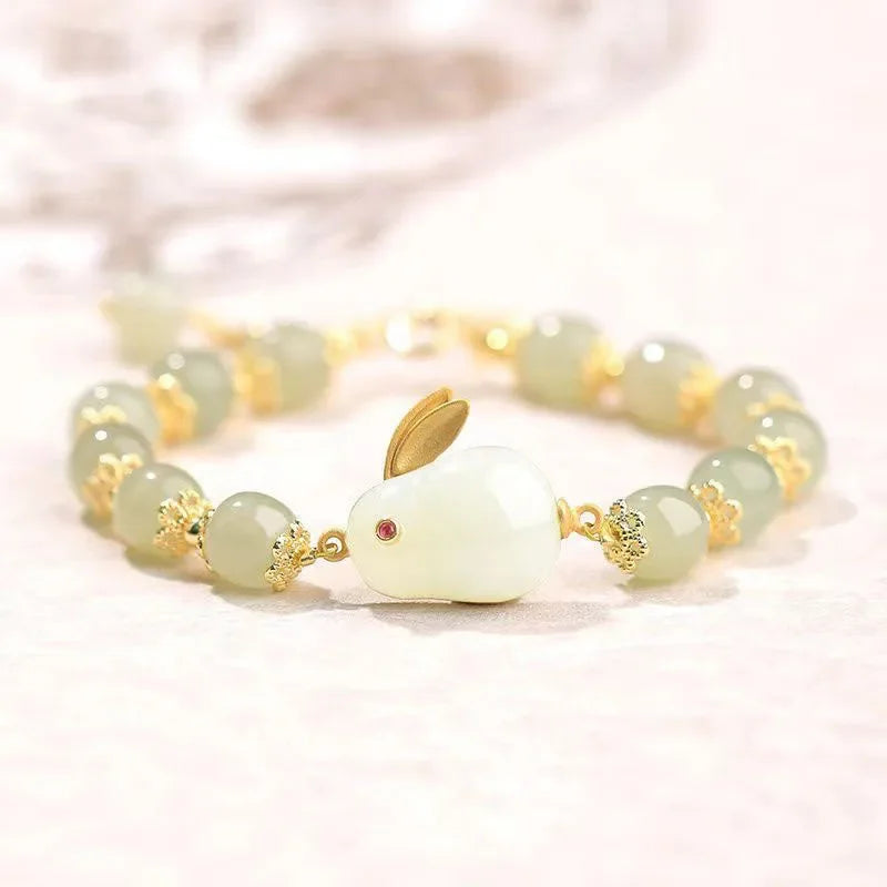 b05 Fashion Creative Lucky Imitation Hotan Jade Bracelet Vintage Light Handmade Jewelry Bracelet Women's Girls Jewelry Gift Qme 3