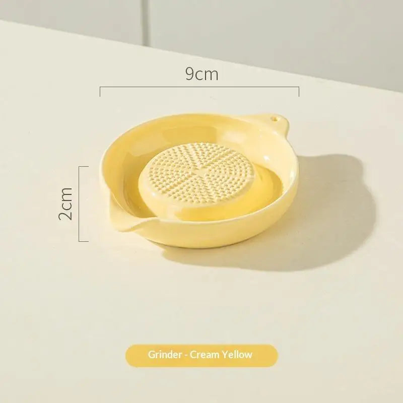 Ceramic Garlic Grater Plate Porcelain Ginger Wasabi Grinder Spout Qme G