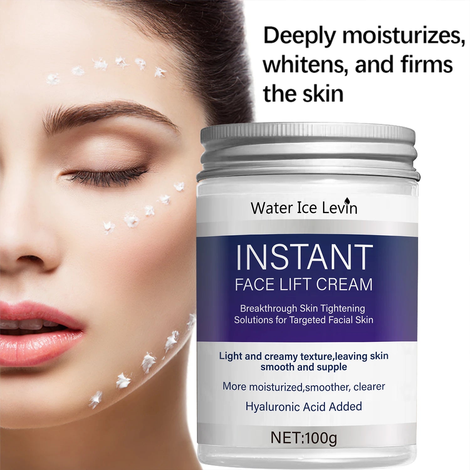 Instant Lifting Face Cream with Hyaluronic Acid & Collagen for Tightening, Firming & Deep Moisturizing. Qme