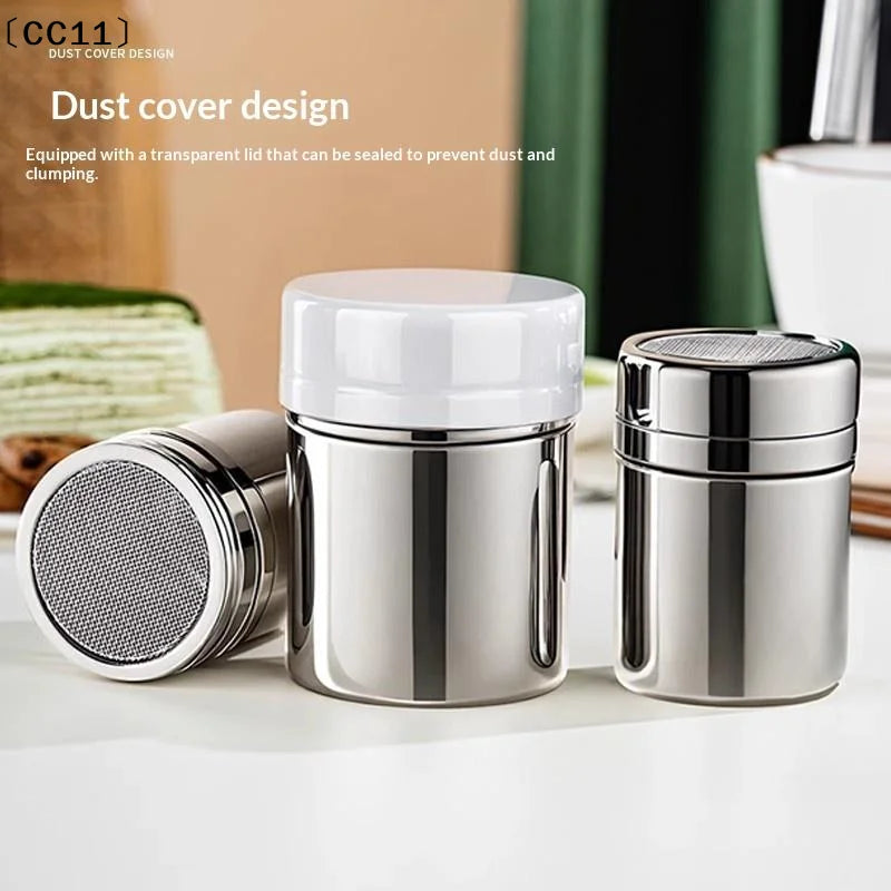 Duster Cover Cocoa Powder Coffee Stainless Steel Fine Mesh Bucket Qme