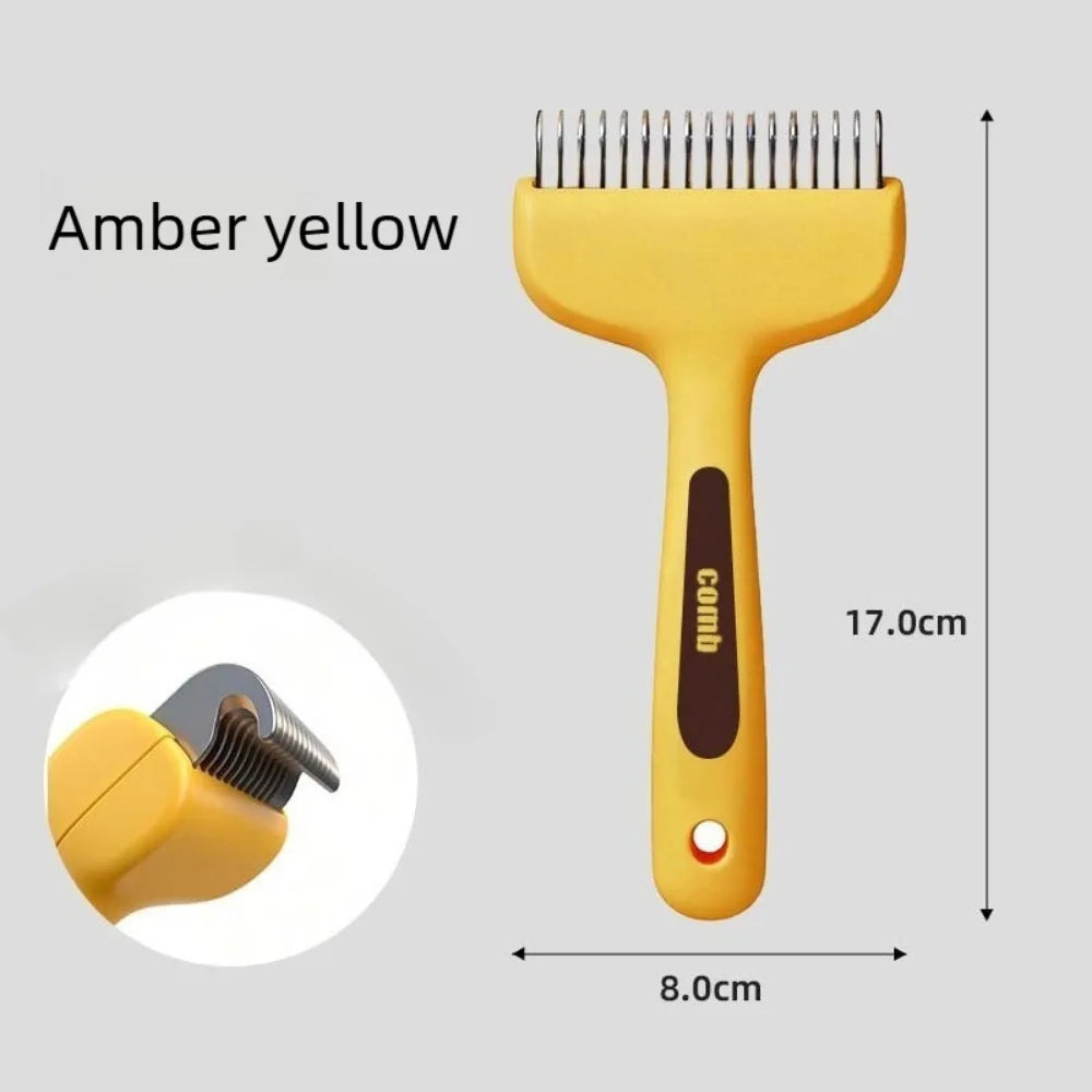 Professional 2in1 Undercoat Rake Brush Shedding Control Long Haired Qme Yellow