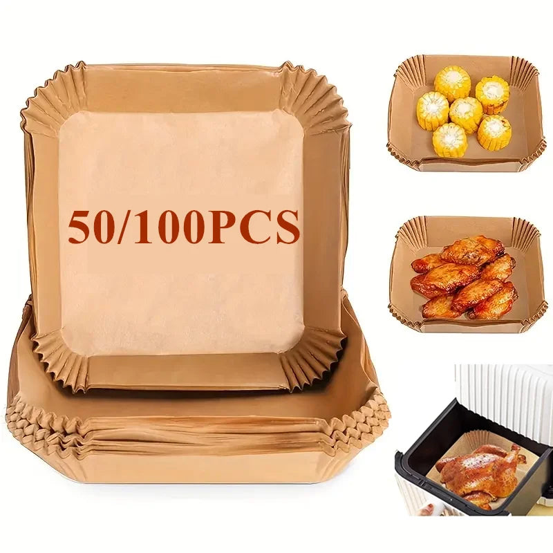 50/100Pcs Air Fryer Disposable Paper Parchment Wood Pulp Steamer Cheesecake Air Fryer Accessories Baking Paper For Air Fryer Qme