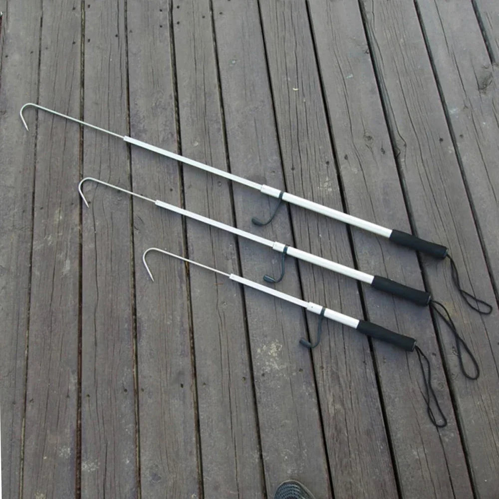 Telescopic Fish Gaff Stainless Steel Ice Sea Fishing Spear Hook Flexible Fishing Gaff Holder Spear Hook Gripper Tool Accessories Qme