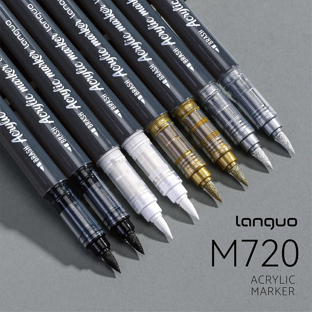 5 Count High Gloss Liquid Acrylic Permanent Marker,Black/White/Gold/Silver, Waterproof, for DIY Craft Painting Multi-Surface Qme