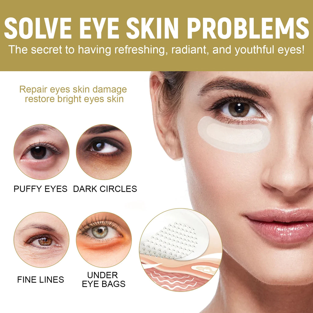 Hyaluronic Acid Microneedle Eye Patches Reduces Dark Circles & Puffiness Fade Fine Lines Under Eyes Nourishes Delicate Eye Skin Qme
