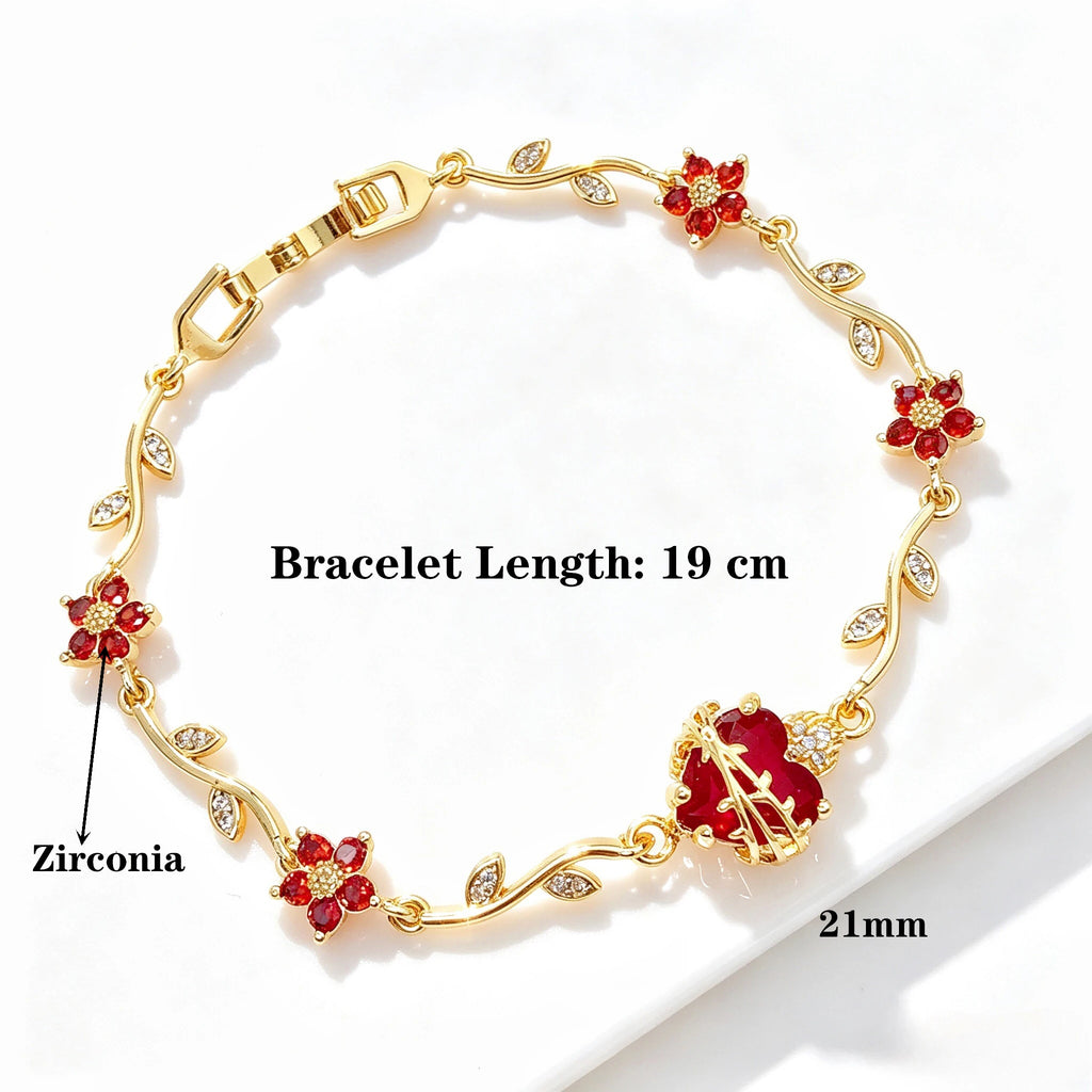 Hot Sale Flower Chain Sacred Heart Shaped Crystal Cross Bracelet Lucky for Women Girls Daily Party Jewelry Religious Gifts Qme