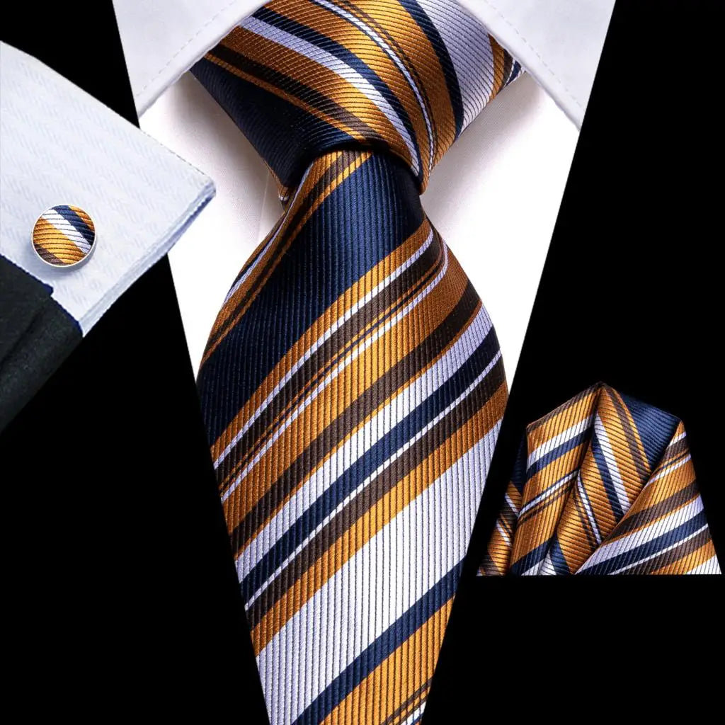 Blue Business Solid Plaid Striped Men's Tie Necktie Ties Men Formal Qme 3420