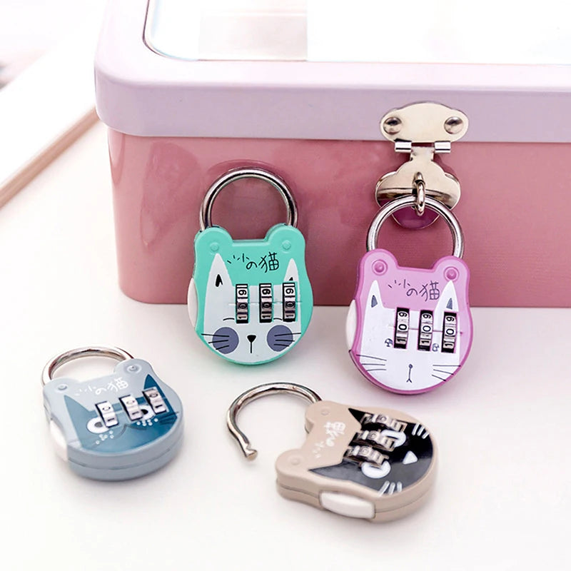 Cute Cat Code Number Lock Anti-theft Strength Accurate Mini Luggage Qme