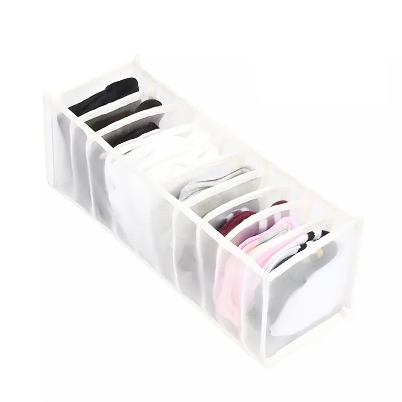Underwear Sock Compartment Storage Box Separate Compartments Qme WHITE