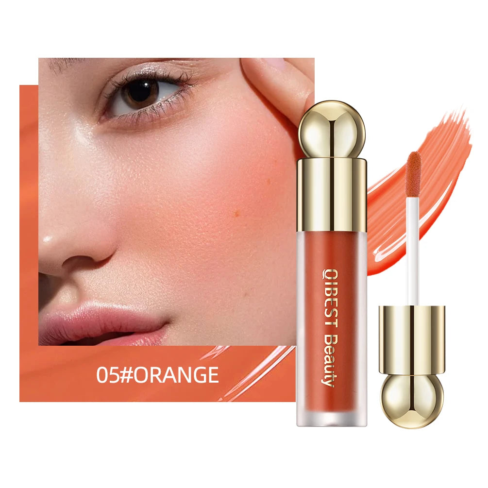 QIBEST Face Liquid Blush Eyeshadow Cheeks Makeup With Cushion Applicator Lightweight Soft Maquiagem Waterproof Smooth CreamBlush Qme Blush 05