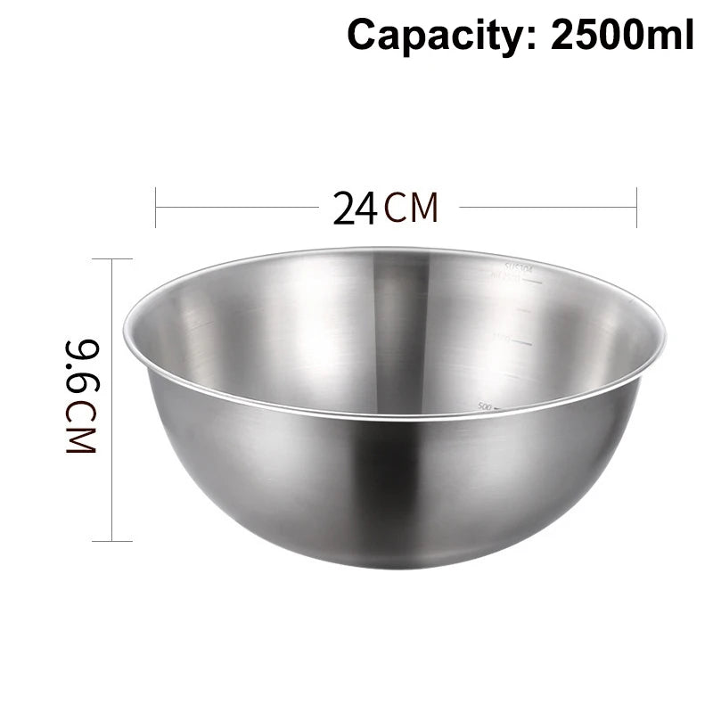 Stainless Steel Bowl Scale Cooking Baking Food Storage Large Capacity Qme 24cm