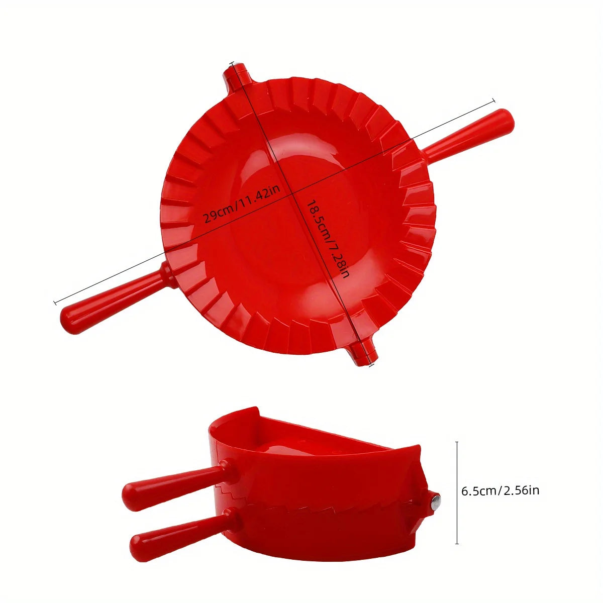 Large Pastry Dough Cutter Mold - Durable Plastic Pie & Dumpling Mold with Ergonomic Handle, Multi-Color Options for Baking, Qme Red