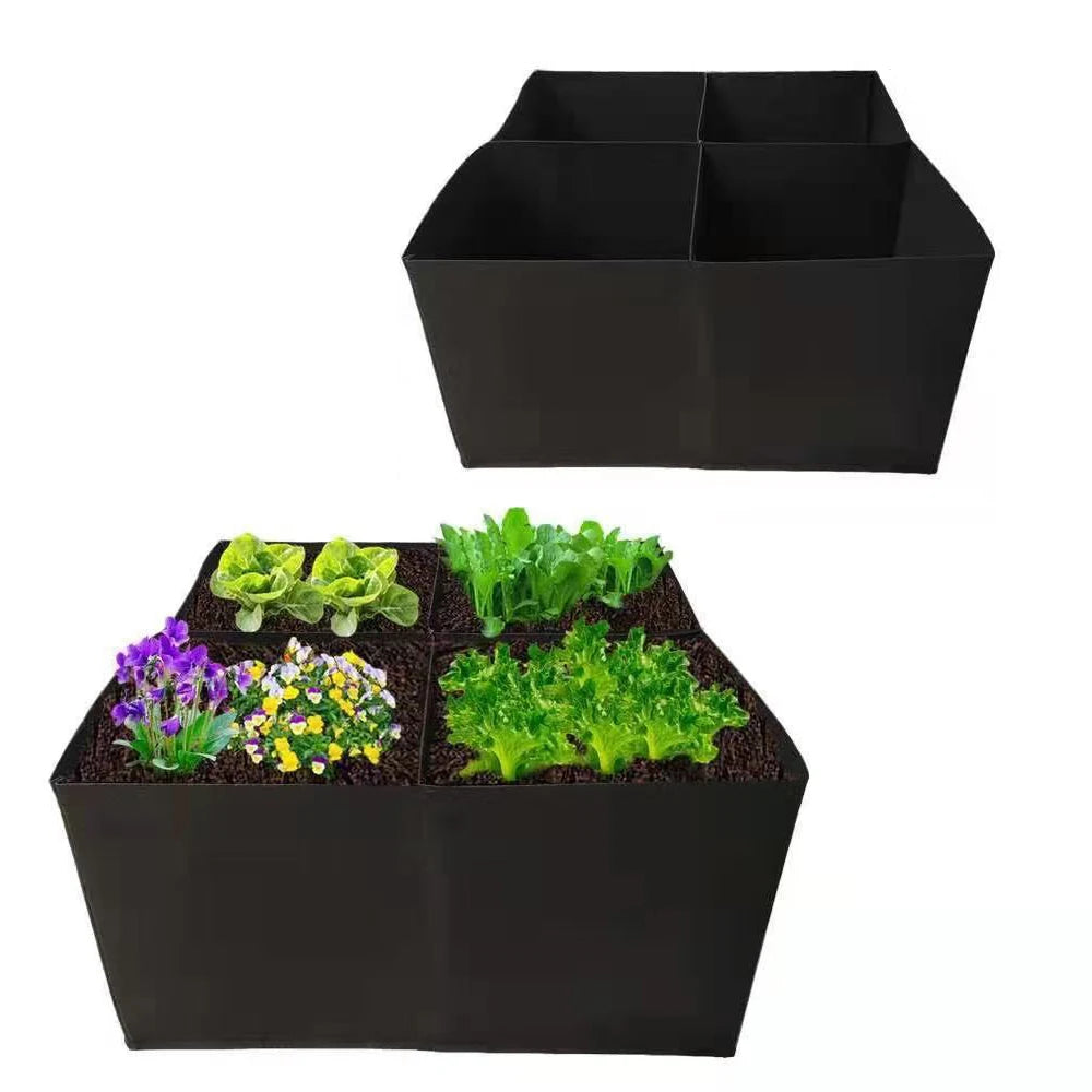 Growing Bag Garden Planting Bag Multi-gird Felt Rectangle Planting Nursery Pot Vegetable Tomato Potato Planting Container Plant Qme
