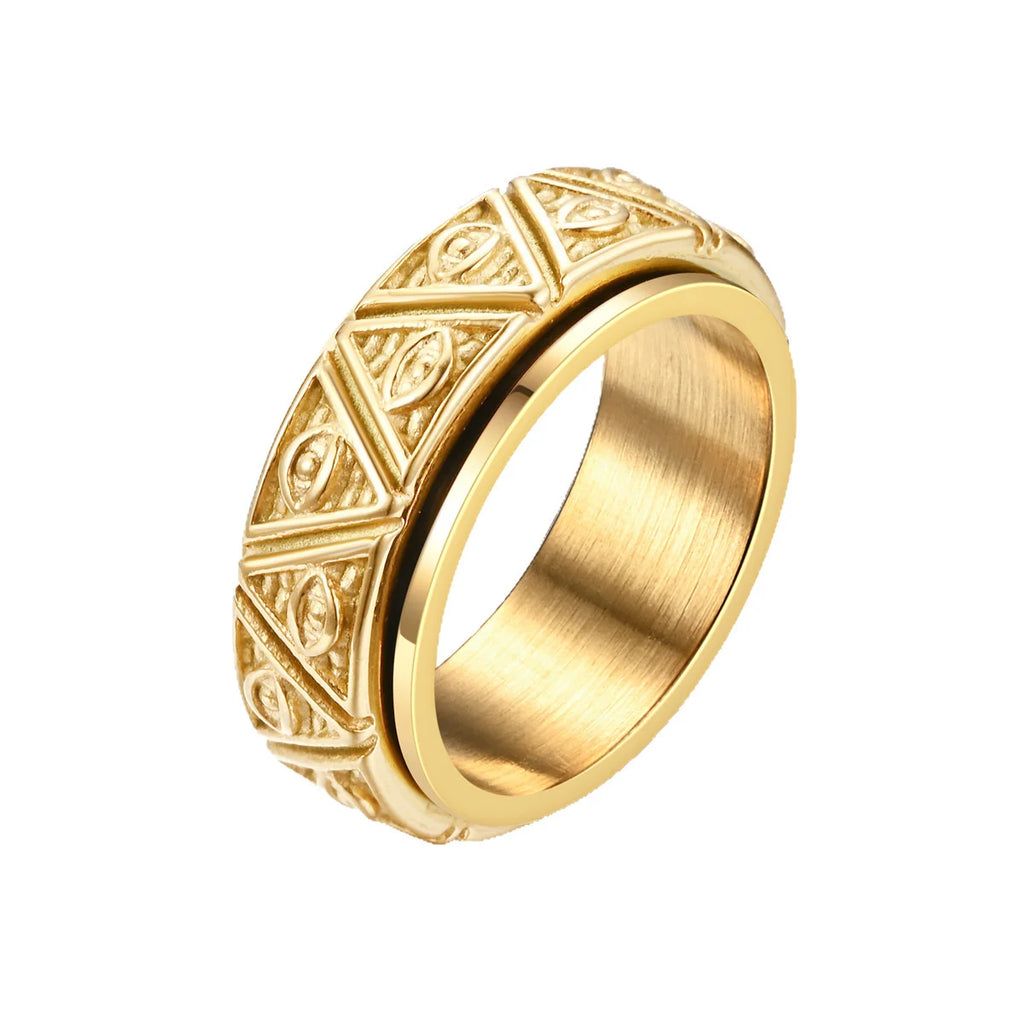 Vintage Punk Titanium Steel Evil Eyes Ring For Men Women Stress Relieving Anxiety Ring Carved Eyes Ring Jewelry Accessories Gift Qme