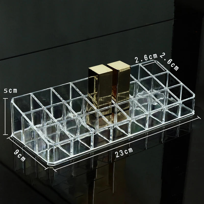 Makeup Holder Cosmetics Display Rack 24 Lattices Acrylic Lipstick Qme