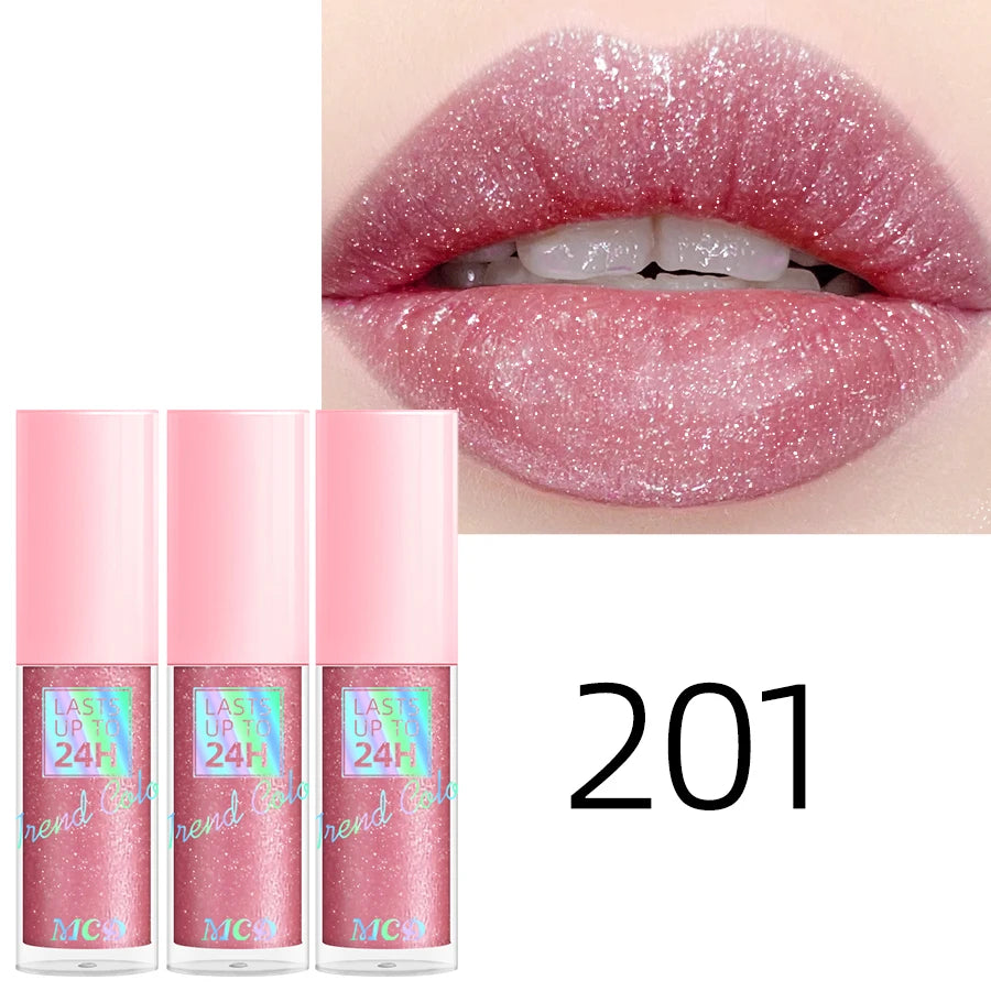 18 Colors Glitter Lip Glaze Long Lasting Gloss Waterproof Liquid Qme 201-3pcs