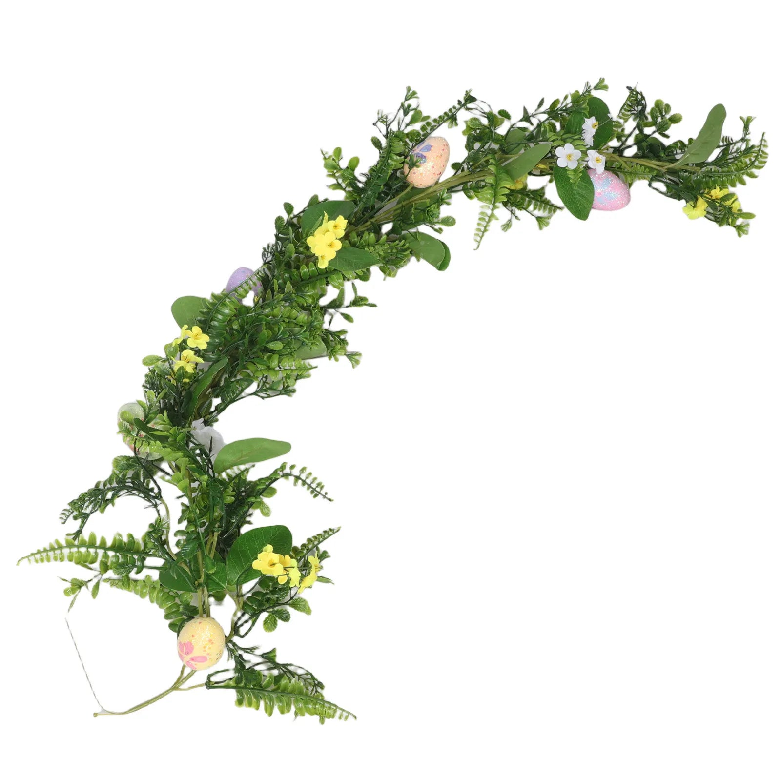 Stylish Easter Egg Garland Faux Greenery Indoor Wall Hanging Decor Realistic Eggs Plastic Foam Cloth Festive Look Qme