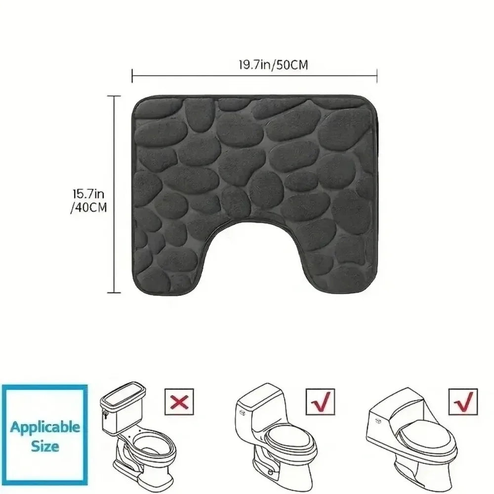 U-shaped Bathroom Mat Pebble Pattern Floor Home Entrance Carpets Qme