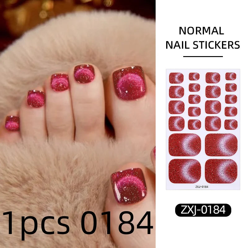 Cat Eye Style Nail Art Stickers Self adhesive Stickers For Toe Nails Full Cover Toenail Polish Stickers DIY Foot Decals Qme 1pcs 0184
